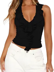 Elegant Deep V Neckline Slim Fit Top, Casual Plain Design for All Seasons, Perfect for Daily Wear & Outdoor Activities