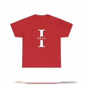 Red with White Logo Cotton Casual Crew Neck Fabric Menswear Soft Top