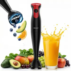 PRASKY Hand Blender, Handheld Immersion Blender with 304 Stainless Steel & Detachable Shaft, Corded Stick Mixer for Milkshakes, Soups, Baby Food & More