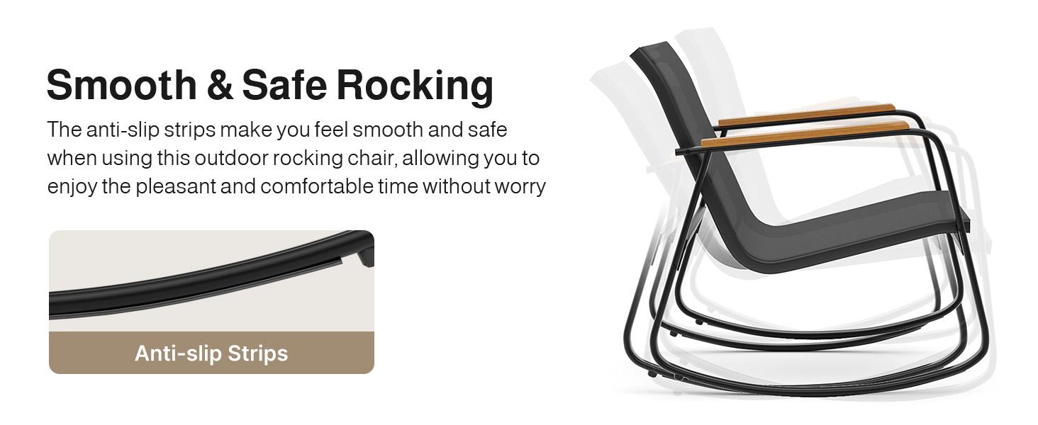 Gizoon 3 Piece Rocking Bistro Set, Textilene Fabric Patio Furniture Set, Front Porch Rocker Chairs with Coffee Table for Lawn, Garden, Balcony, Poolside (Black) Gizoon 3 Piece Rocking Bistro Set, Textilene Fabric Patio Furniture Set, Front Porch Rocker Chairs with Coffee Table for Lawn, Garden, Balcony, Poolside (Black)