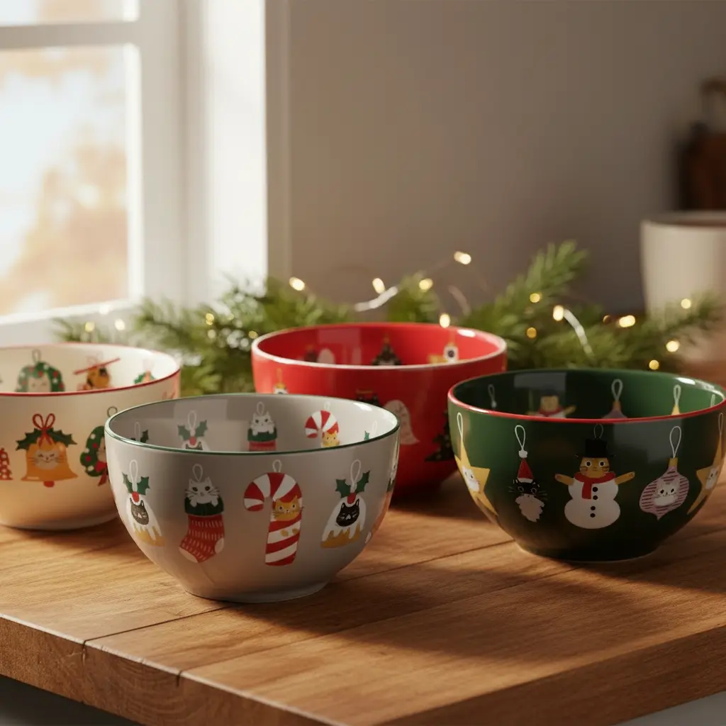 Cats Christmas Bowls (Set of 4)