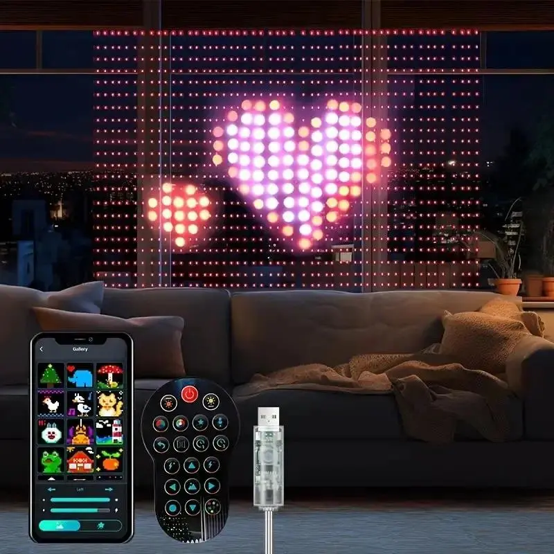 USB Smart Teardrop Curtain Lights, DIY Customizable Text & Patterns, Bluetooth App Control, Scheduling, Sync, Voice Device Interaction, Music Rhythm Mode, Surprise Neighbors & Connect with Loved Ones