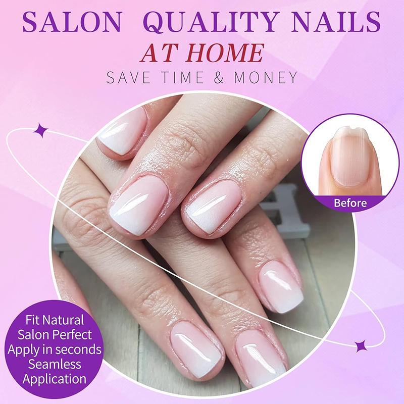 Ombre Square Fake Nail, Short Press on Nails, Cute Square False Nail Tips, Stick on Artificial Fingernails, Nail Extension Diy, Suitable for Women and Girls