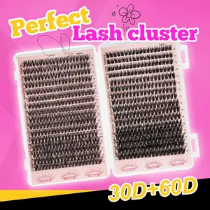30P+60P Two Mixed False Eyelash Extension Set Large Capacity 608PCS C Curl 10-16mm Mixed Eyelash Thick Lightweight False Eyelash Makeup Essential False Eyelash