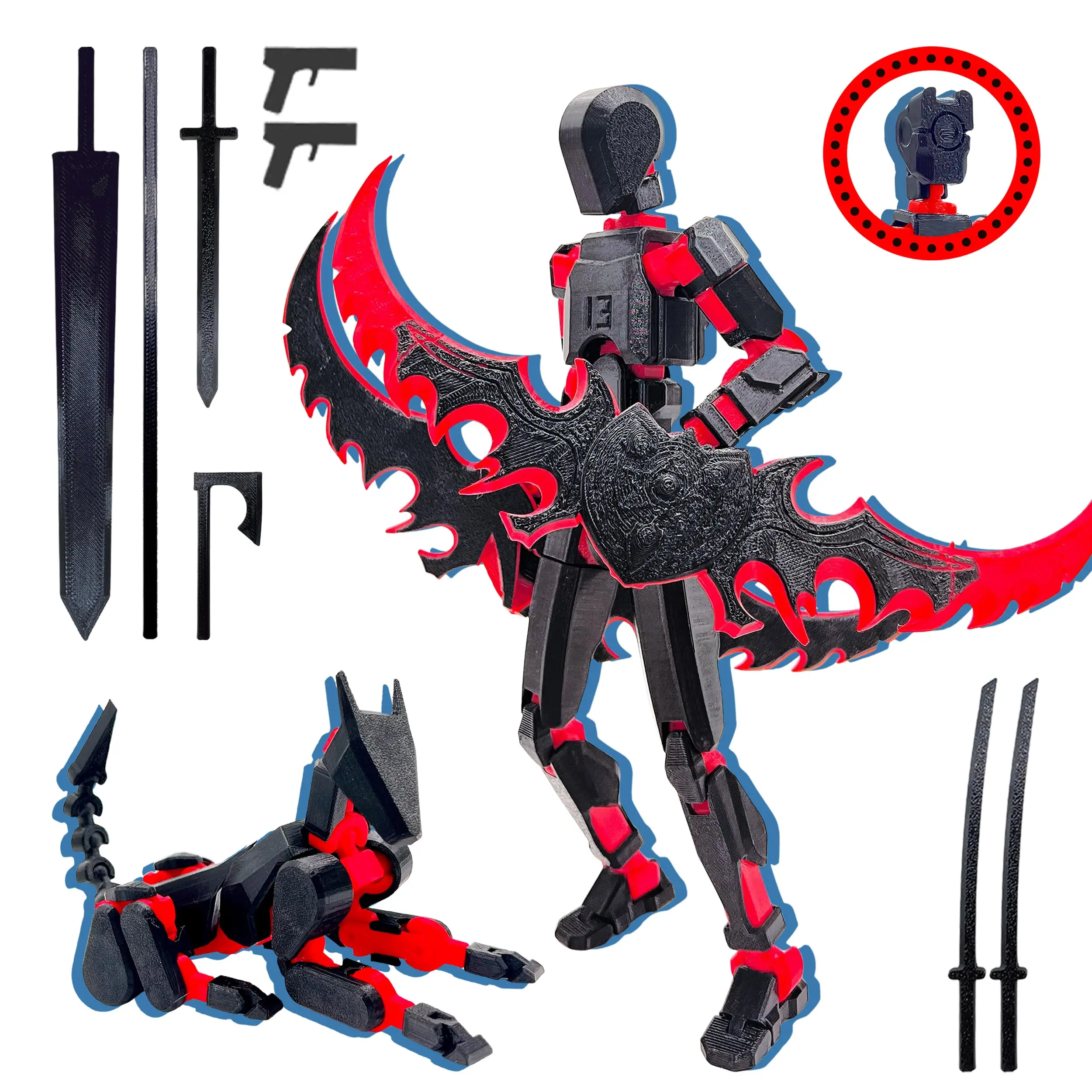 3D Printed T13 Dummy Robot Set | Pre-Assembled Multi-Jointed Titan 13 Action Figures
