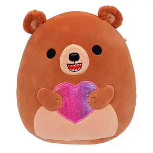 Squishmallows  8-Inch Stokely the Brown Kodiak Bear Holding a Rainbow Heart