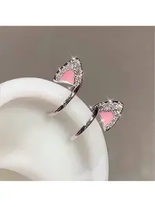 A stylish and cute pink cat ear earring, designed for pierced ears, perfect for daily outings, holidays, and as women's jewelry Earrings Jewelry