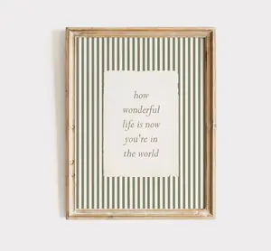 How Wonderful Life Is Now You're In The World Print, Green Nursery Wall Art, Vintage Nursery Decor, Neutral Kids Room Decor