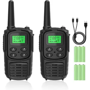 Rechargeable Walkie Talkies,Walkies Talkies for Adults with 22 Channels,Long Range Walkie Talkies with Weather Channels,VOX LCD Display LED Flashlight for Hiking Camping Trip(Black)