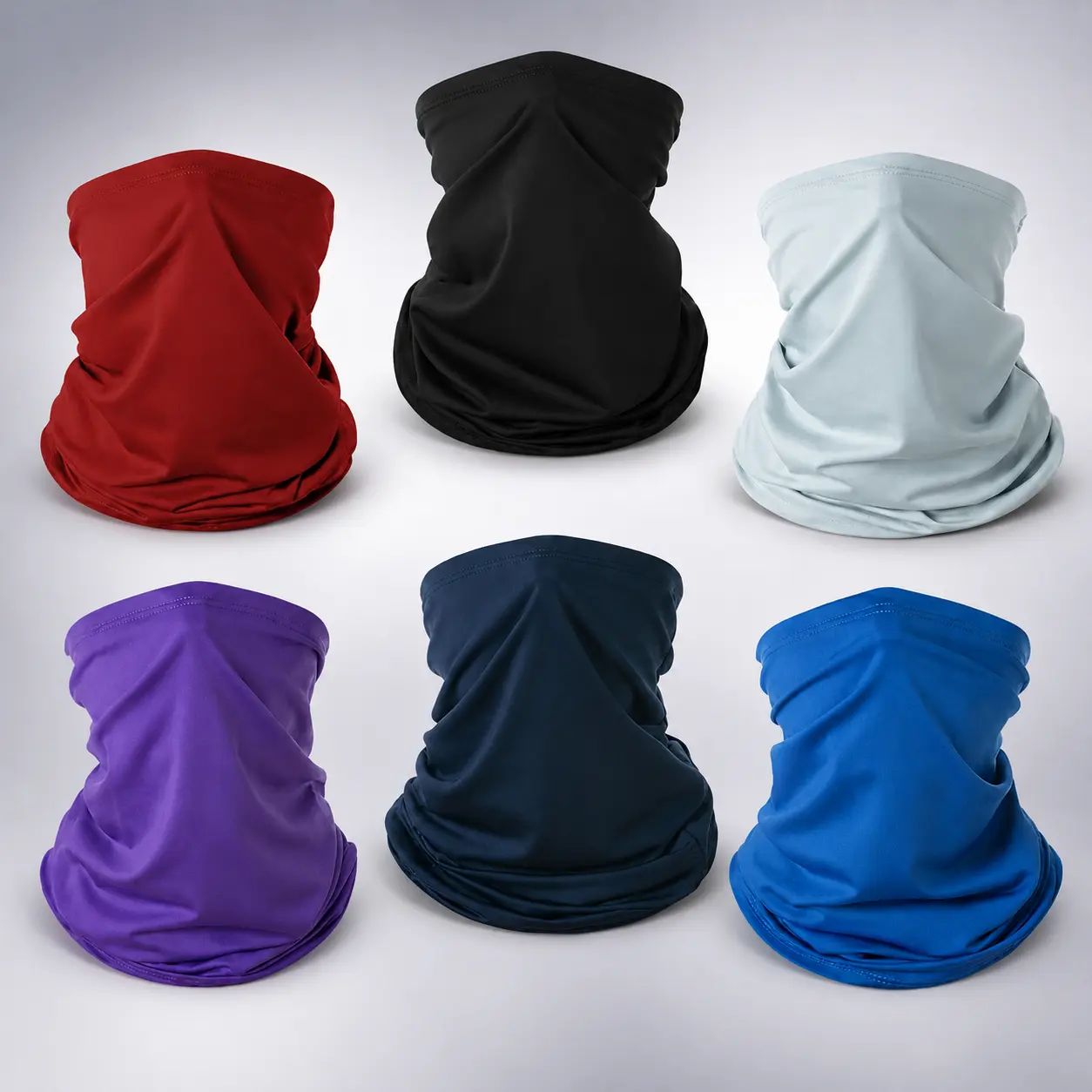 6-Pack Multi-Purpose Neck Gaiter Sporty Face Covers & Mask, Breathable Cooling Sun Protection Headwear for Men, Cycling Hiking