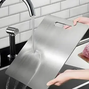 Stainless Steel Cutting Board,  1 Count  Durable & Hygienic Kitchen Chopping Board, Dual-sided Anti-slip Chopping Board for Meat, Vegetables & Fruit