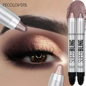 2pcs/set Purple Smoky Cosmetic Glitter Eyeshadow Stick with Pearlescent Metallic Sheen, Waterproof, for Stunning Eye Makeup, Ideal for Holiday Gifts, Eyeshadows for Women