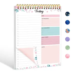 To Do List Notepad - Daily Planner 104 Pages, 6.7" x 9.8" Double-Sided Spiral Notebook with Checklist, 100GSM Paper