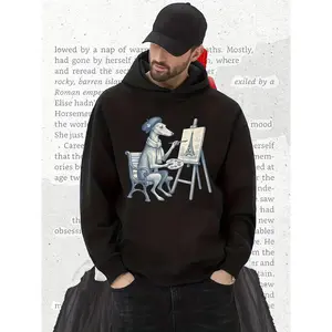 Men's & Women's Italian Greyhound Artist Vintage Hoodie - Italian Greyhound Painter Pocket Art Sweatshirt, Soft with Italian Greyhound Dog Design, Cozy Fall/Winter Casual Streetwear for Pet Lovers