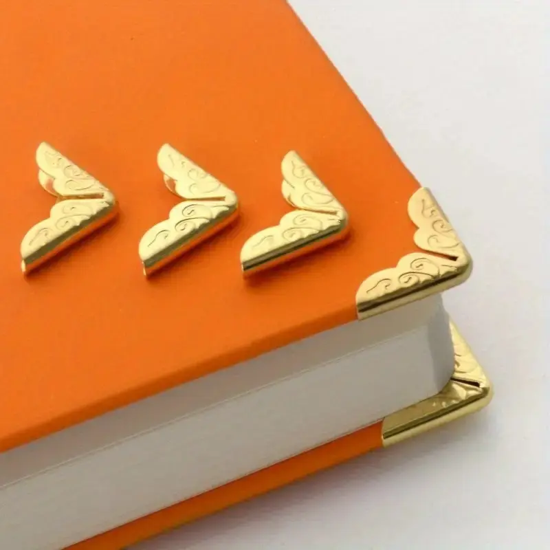 4pcs Elegant Iron Corner Protectors - Ideal for Books, Albums & Scrapbooks | Office Supplies Enhancement & Protection Book Corner Protectors