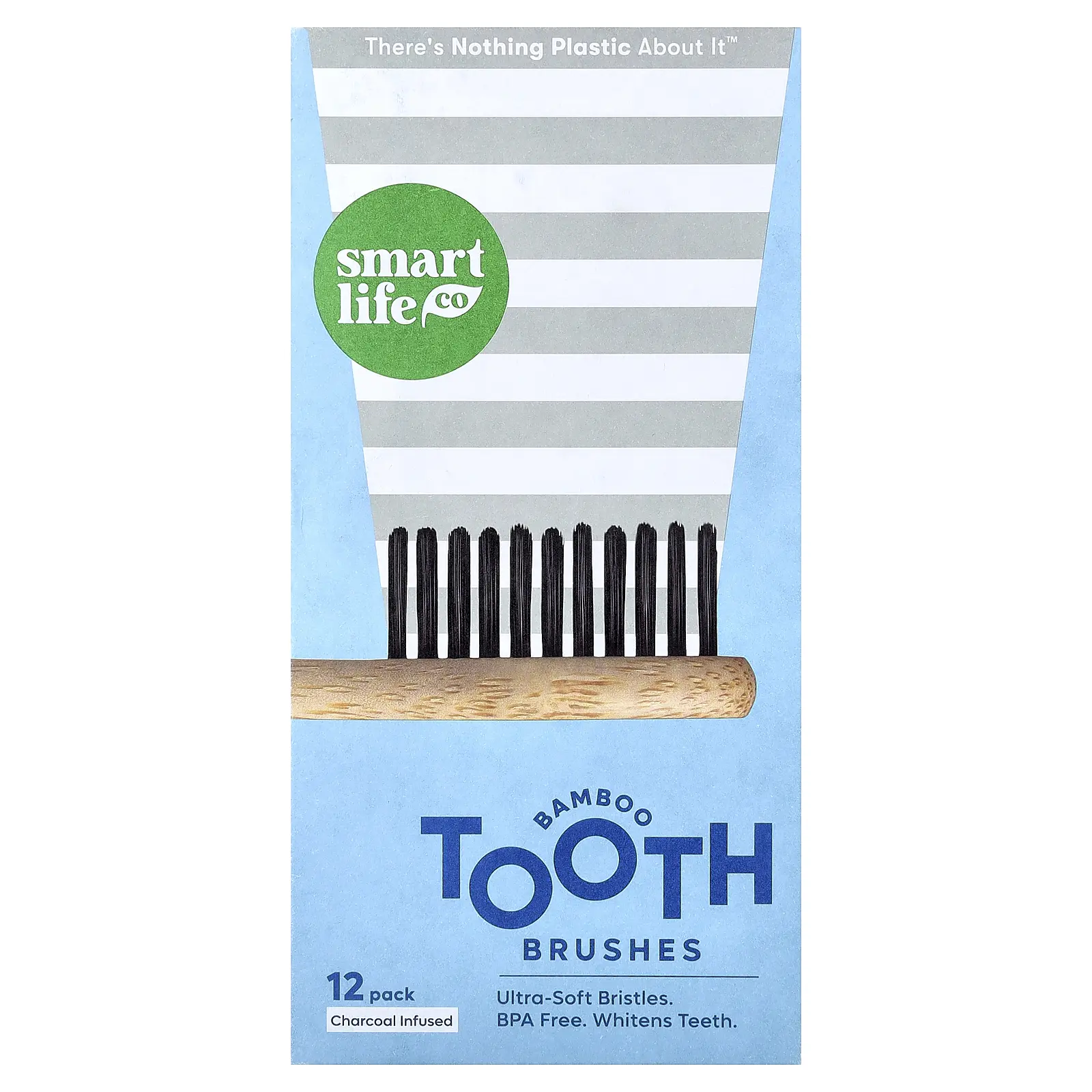SmartLifeCo Bamboo Toothbrushes, Charcoal Infused, 12 Pack SmartLifeCo Bamboo Toothbrushes, Charcoal Infused, 12 Pack