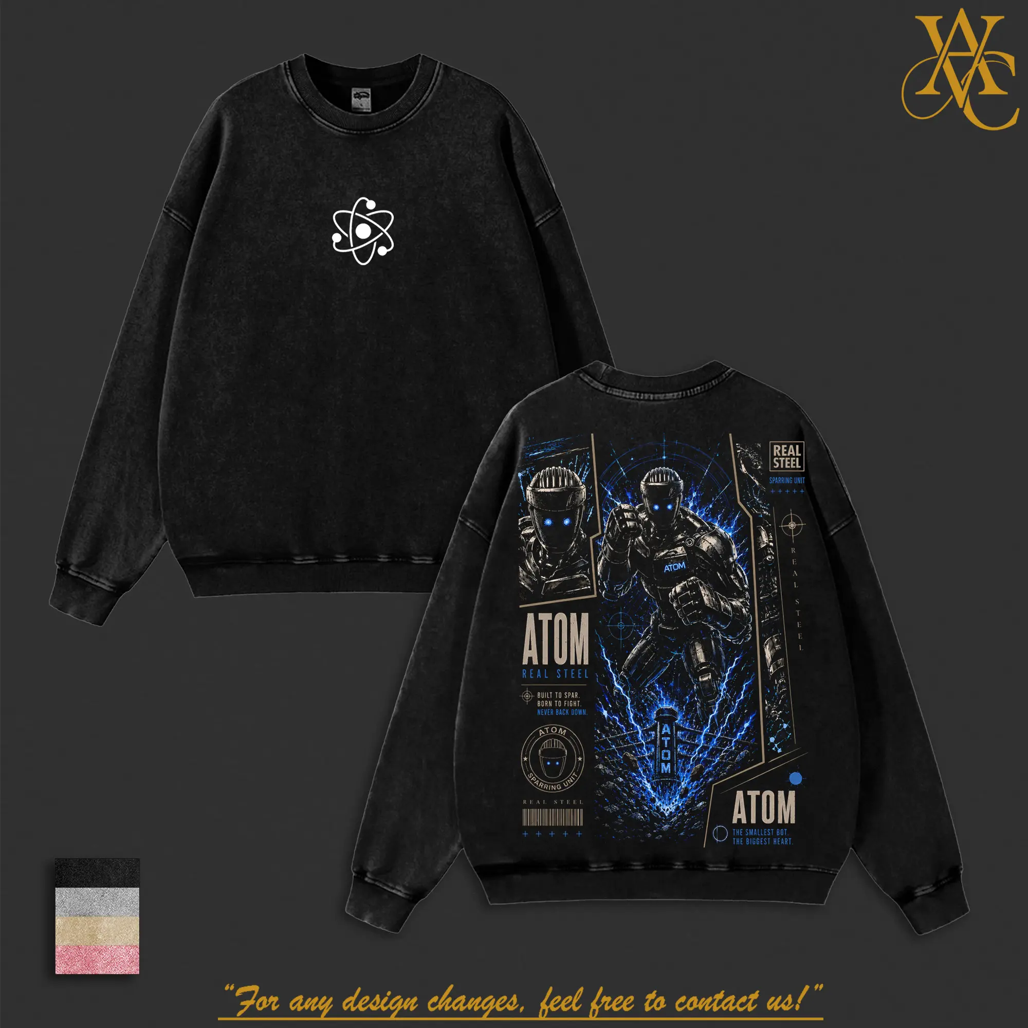 Atom Robot Boxing Graphic Tee, Vintage Washed Movie Shirt & Hoodie, Real Steel Fighting Robot Design Unisex Streetwear, Underdog Champion Aesthetic, Gift for Sci-Fi Movie Lovers, Perfect for Real Steel Fans and Robot Boxing Enthusiasts