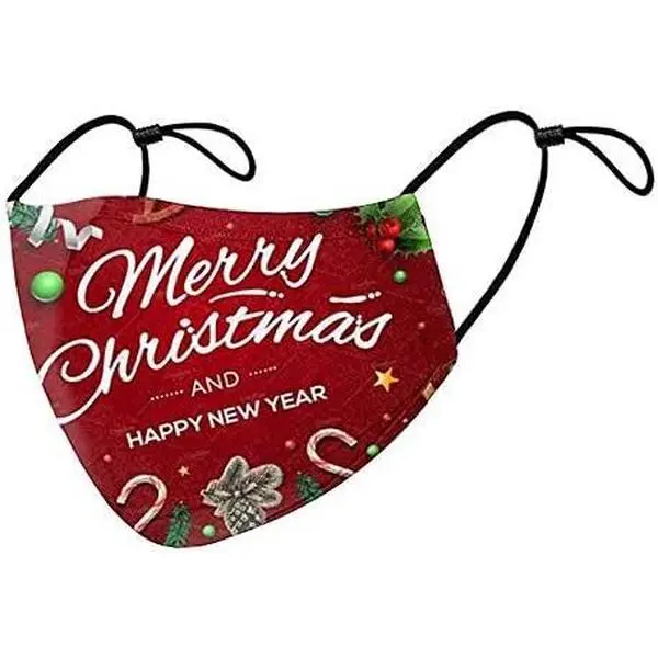 Women's Cotton-Polyester Christmas Face Masks - Foldable Reusable 21x13cm Balaclavas with Santa/Snowflake Prints, UV/Dust Protection, Easy to Carry for Daily Use & Camping, Comfortable