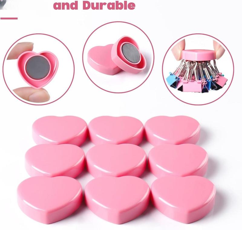 20PCS Strong Fridge Magnets - Heavy Duty Small Magnets for Whiteboard, Craft & Lockers | Cute Decorative Kitchen Office Classroom Magnet | Mini Heart Pink Refrigerator Magnets for Home School