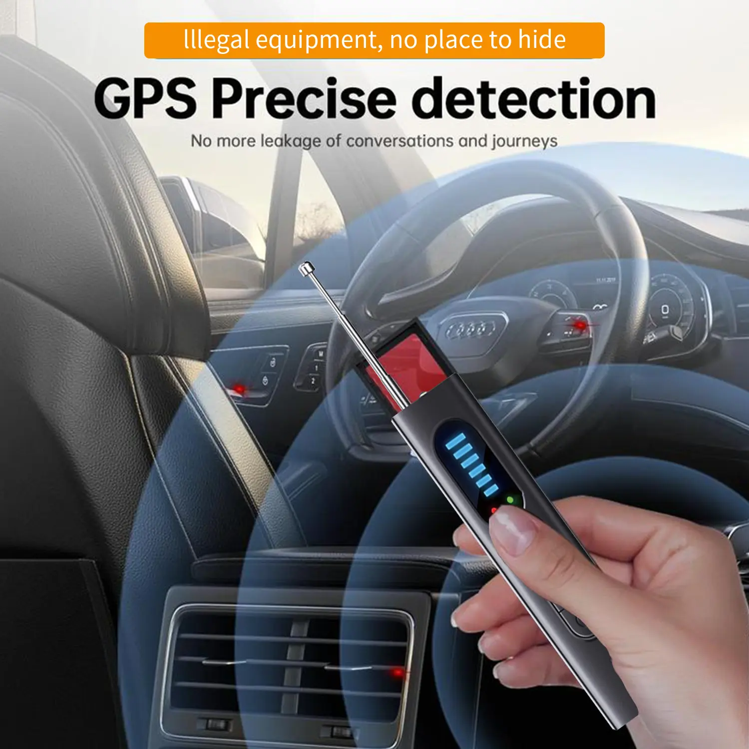 Hidden Camera Detectors ,GPS Tracker Detector with 5 Sensitivity Levels and Professional Modes for Travel, Airbnb, Office, Hotels, Bathroom Portable Wireless Device Protection funny gift Automatic Safety Infrared Detection Black