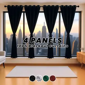 Four-piece set  blackout curtains, heat-insulating and noise-reducing, privacy-protecting, thermal insulation, light-blocking and energy-saving, decorative, washable, modern solid color, Christmas decoration, partition curtain,