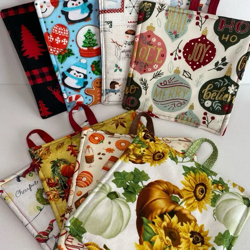 Handmade Potholder with festive designs for hot pots and pans Kitchen