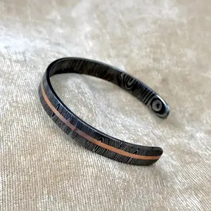 Handmade Damascus Steel Cuff Bracelet Modern Viking Jewelry Gift with Unique Intricate Design