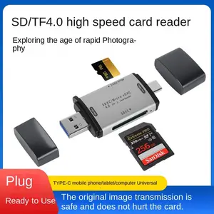 Usb3.0 Type-C Card Reader, Dual Slot for Sd4.0/TF Cards, High-Speed Transfer, Compatible with Camera Phone Computer, Plug-And-Play