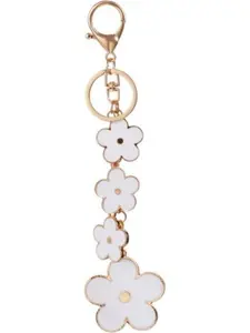 Flower silicone bead keychain, women's cute keyring holder, suitable for car keys, wallets, backpacks, jewelry decoration, Cute Charms Keychain