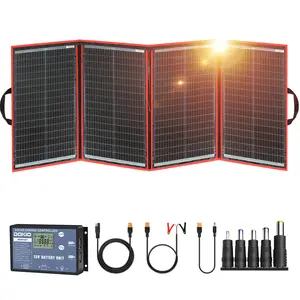 DOKIO 210w 18v Portable Foldable Solar Panel Kit (29x21inch,11.7lb) Solar Charger with Controller 2 USB Output to Charge 12v Batteries/Power Station (AGM, Lifepo4) Rv Camping Trailer Emergency Power