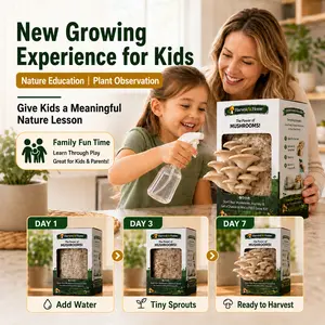 HarvestAtHome Organic Oyster Mushroom Grow Kit 3.5lb - 1-7 Days Fast Growth, Indoor Home Garden Kit, Beginner Friendly, USDA Organic Non-GMO, Perfect for Family & Kids Gift