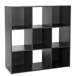 JupiterForce 9-Cube Black Closet Organizer Storage Shelves Save Space Study Bookshelves