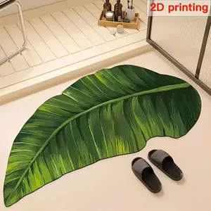 Leaf Shaped Bathroom Mat, 1 Piece Creative Non-slip Floor Mat, Water Absorbent Bathroom Rug, Household Bath Mat, Bathroom Accessory