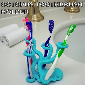 Octopus Toothbrush Holder, 3D Printed, Keeps Brushes Dry and Clean, Decorative Home Accessory, Gift for Family and Friends, Holds Pens and Pencils