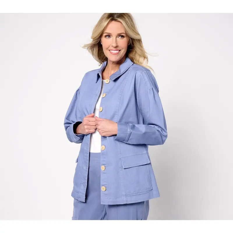 AnyBody Regular Stretch Twill Utility Jacket with Pockets