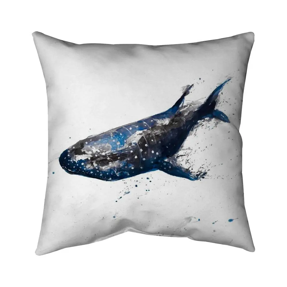 Begin Home Decor 5542-1616-AN247-1 16 x 16 in. Abstract Whale Shark Blue Marine Pillow - Aquatic Home Decor