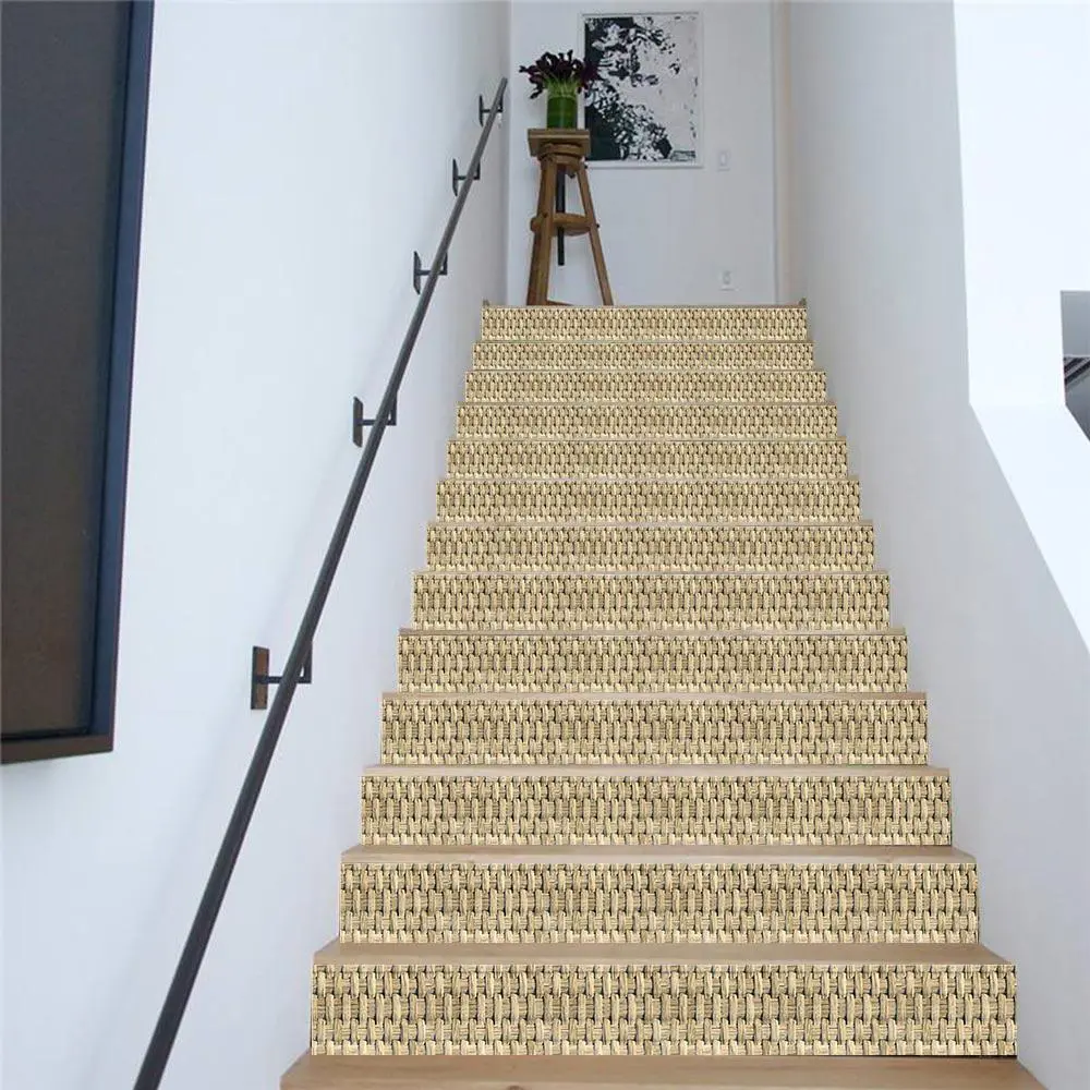 Weaving Pattern Stair Decorative Sticker, 13pcs/set Waterproof Removable Stair Decals, Self Adhesive Sticker for Home Decor, Ornaments