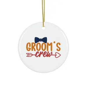GROOMS CREW ORNAMENT, CHRISTMAS DECORATIONS, 3 INCHES CIRCLE ORNAMENT, CERAMIC ORNAMENT