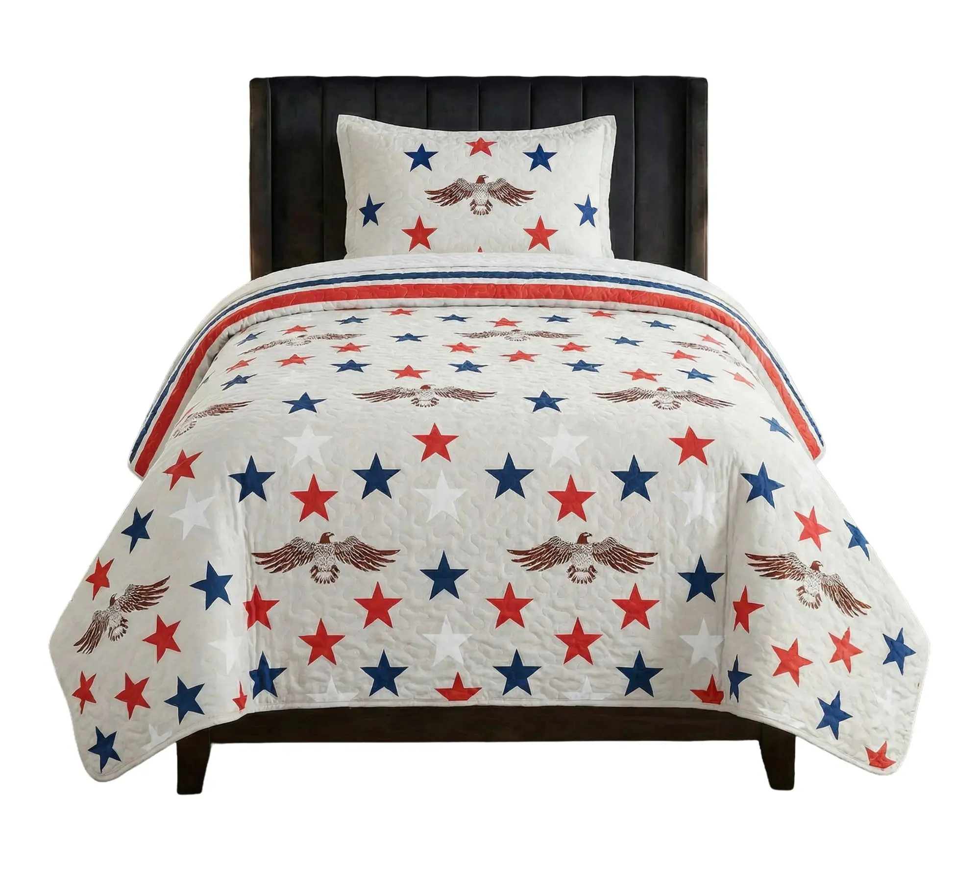 Lavish Home 2-Piece Twin Quilt Set Patriotic Star Pattern