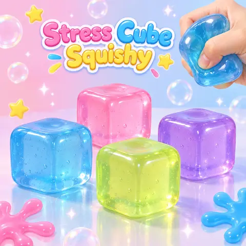 Stress Cube Squishy Toy, Super Satisfying High Density Fidget Cube for Stress Relief, Slow Rising Sensory Squeeze Toy for Kids Adults, Birthday Gifts, Party Favors, Classroom Prizes, 5cm / 2in