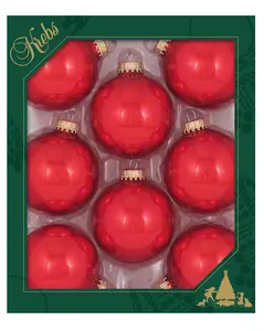Christmas by Krebs Candy Apple Red 2.63 in Glass Christmas Tree Ornaments Set of 8