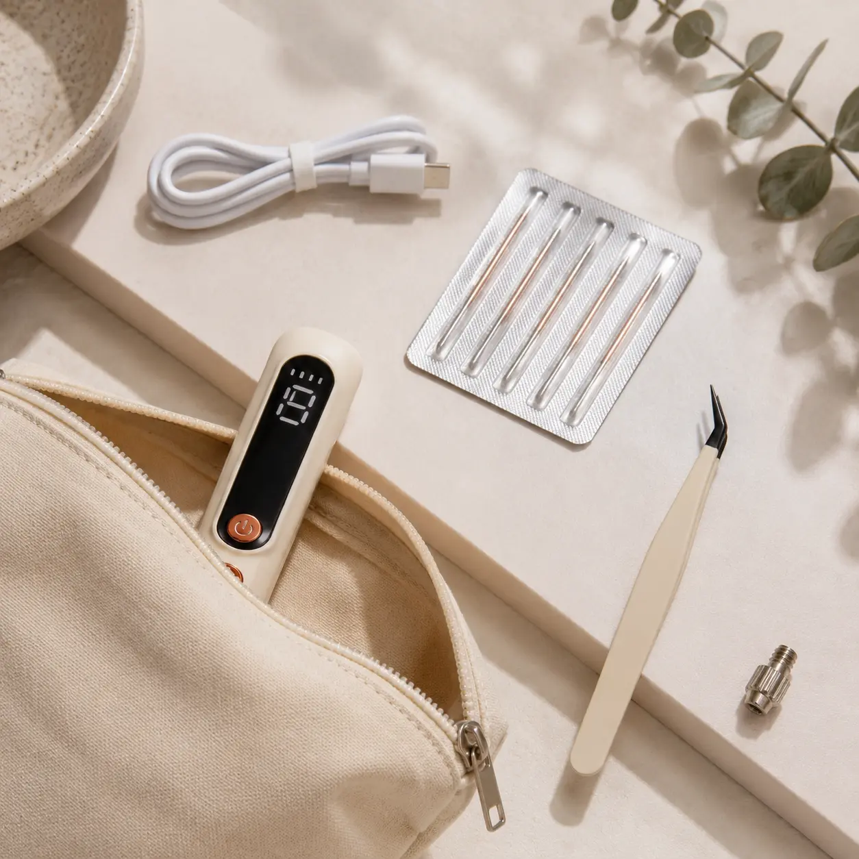 Rechargeable Facial Beauty Pen with Precision Tip, Multi-Speed Adjustable Grooming Tool, Portable USB Electric Beauty Device with Precision Tweezers for Personal Care