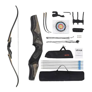 VEVOR Recurve Bow and Arrows Kit, 60 inch Wooden Takedown Bows, Right Handed Ergonomic Archery Recurve Bow Package, Longbow for Outdoor Target Training Practice Hunting, Beginners to Advanced, 45 lbsVEVOR Super Brand Day
