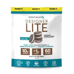 Designer Wellness, Designer Lite, Low Calorie Natural Protein, Prebiotic Fiber, Key Vitamins & Minerals, Chocolate Cookies & Cream, 25.6 Ounces