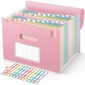 SKYDUE 13-Pocket Expanding File Folder with Monthly Labels, Accordion Organizer for Tax Records Receipts Home Office summervibes☀️