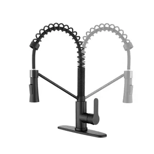 Matte Black Kitchen Faucet Single Handle Kitchen Sink Faucet with Pull Down Sprayer Utility Sink Faucet Single Hole for Laundry Sink Stainless Steel 1.8 GPM