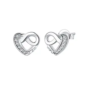 Infinity Heart Stud Earrings 925 Sterling Silver, Eternal Love Design For Romantic Jewelry, Valentine's Day/Mother's Day/Anniversary Gifts,Daily Wear Women's Earrings