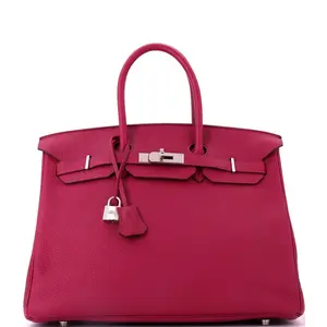 Pre-owned HERMÈS Leather Tote Bags REBAG Hermes Birkin Handbag Rubis Togo with Palladium Hardware 35 by Rebag