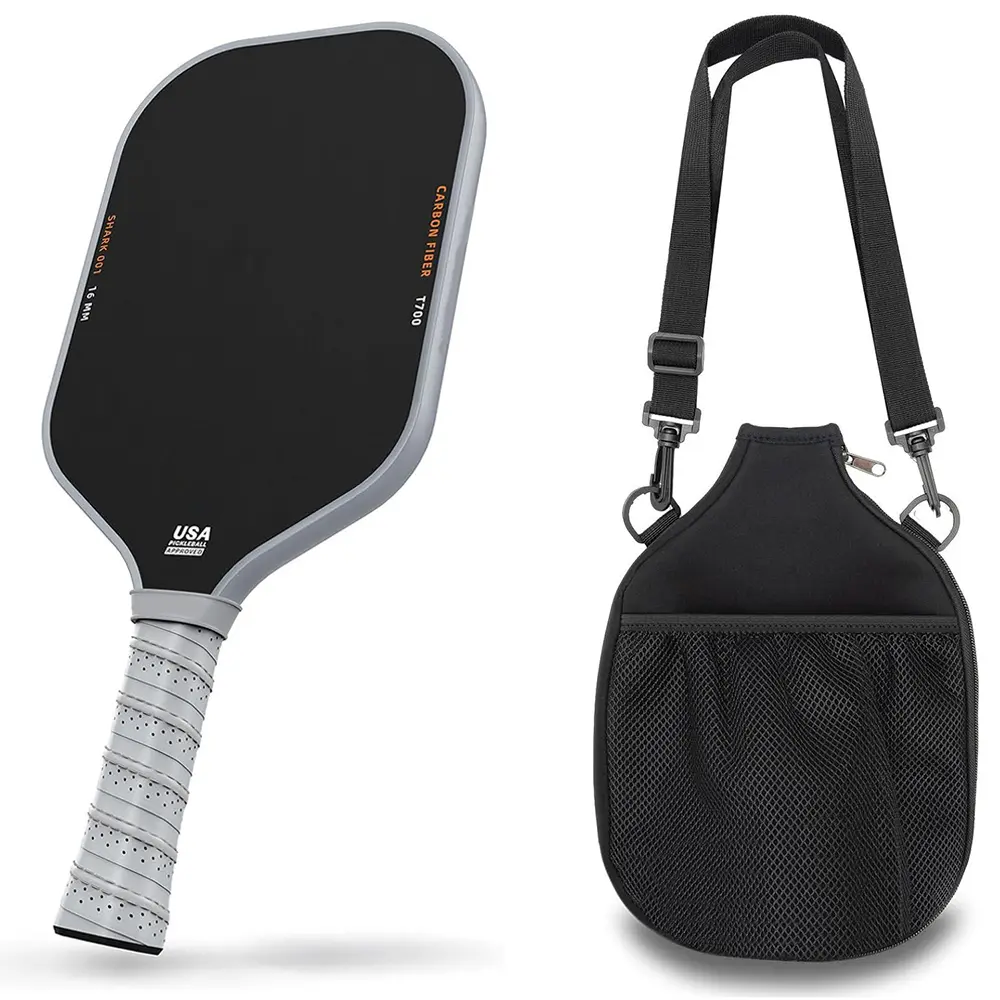 Pickleball Paddle+Racket Bag, Raw Carbon Fiber T700 Surface For Spin And Control - USAPA Approved Pickleball Paddle With 16MM Polypropylene Honeycomb Core.
