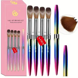 Professional 4Pcs Acrylic Nail Art Brush Set for Women Home Nail Art Tools with Poly Extension Gel Brushes Ideal for Precision and Versatility